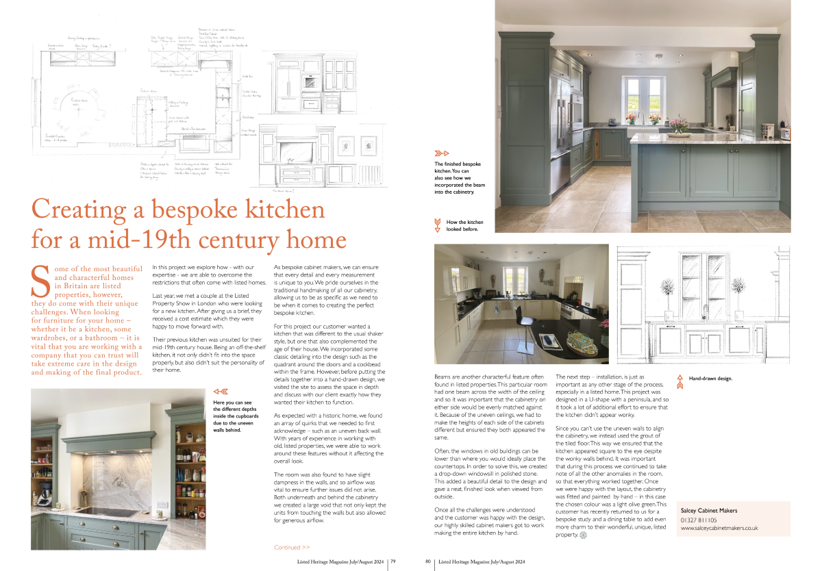 Salcey Cabinet Makers feature in the Listed Heritage magazine.